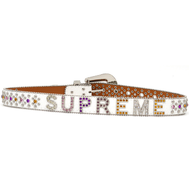 Hip-hop punk rhinestone belt punkletter surprise belt