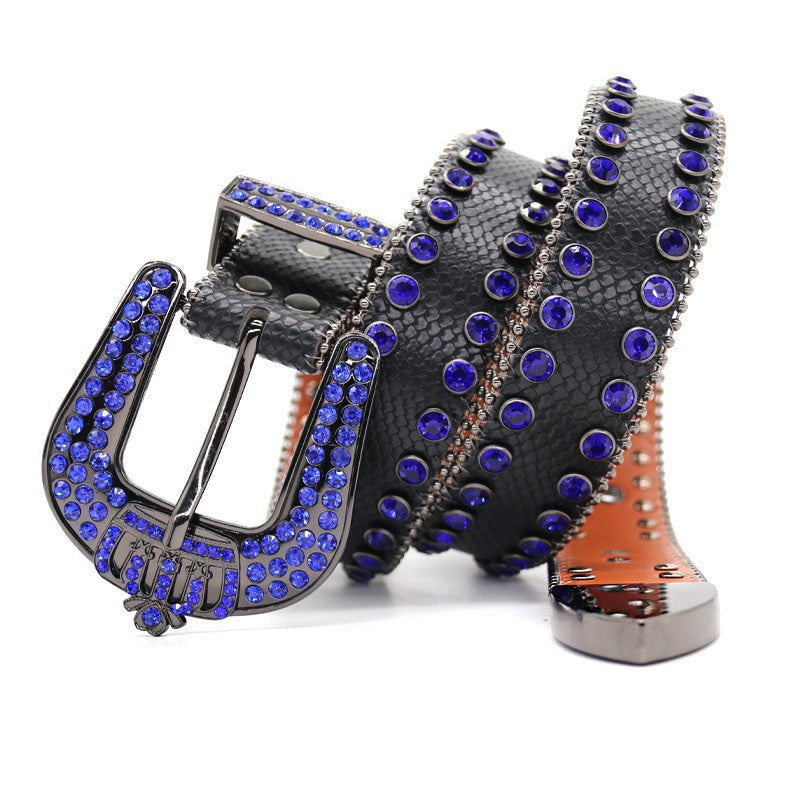Hip-hop punk rhinestone belt crown rhinestone punk style