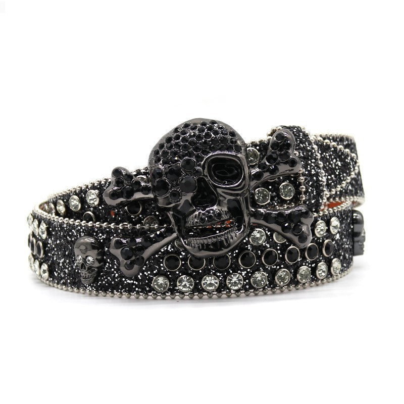 Hip-hop punk rhinestone belt big skull punk style