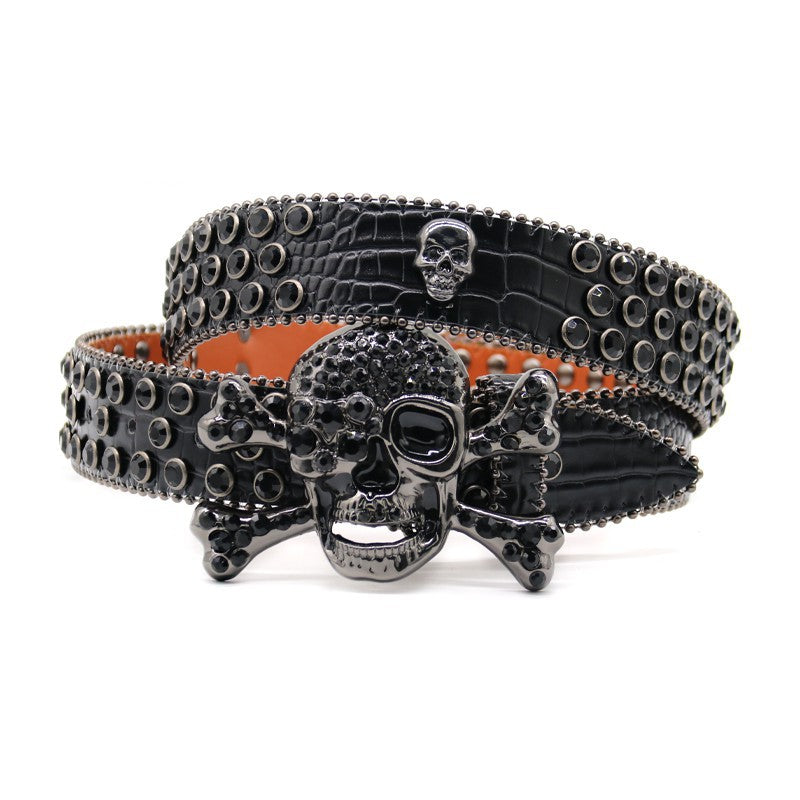 Hip-hop punk rhinestone belt skull accessories