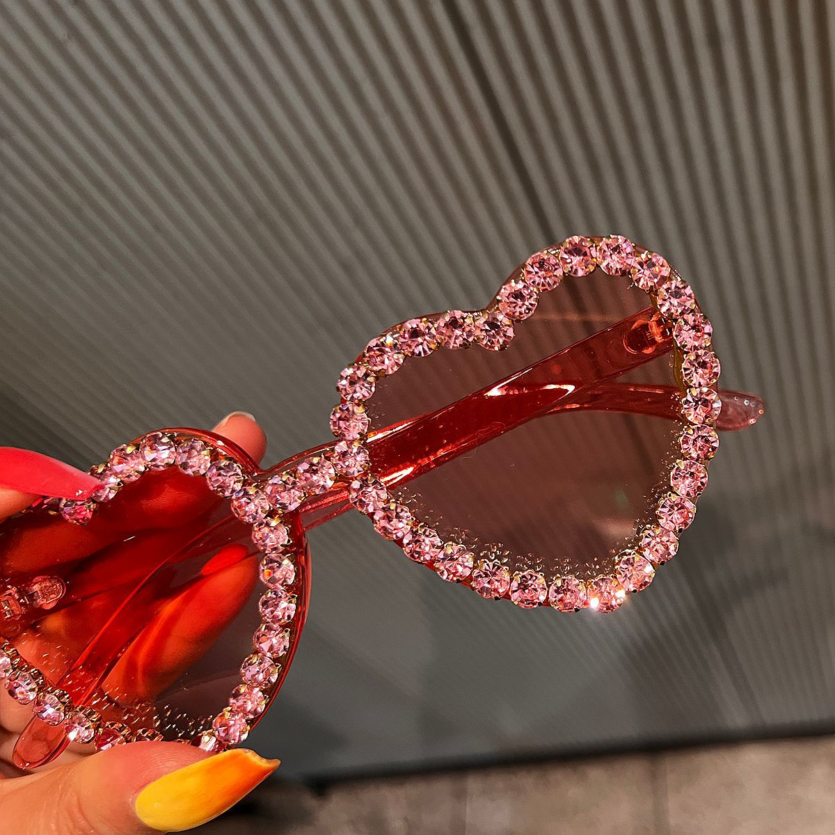Trendy punk glasses diamond-encrusted uv protection