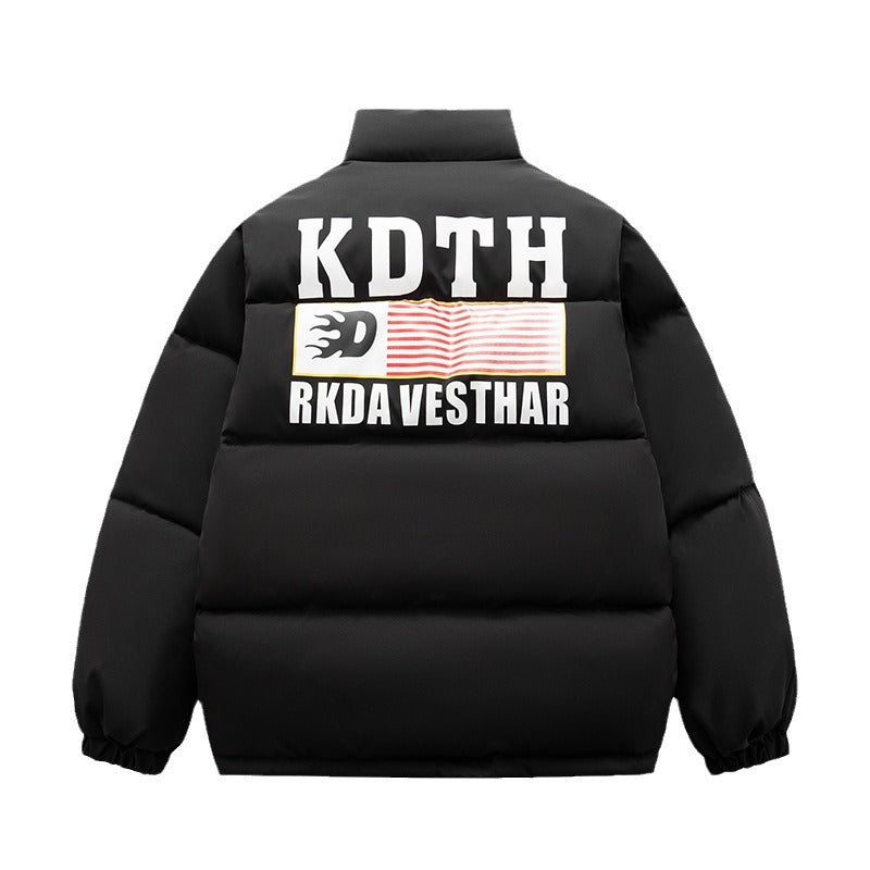 Mens Vintage Jackets Cotton Clothing Short High Street Stand-Up Collar Warm Padded Jacket