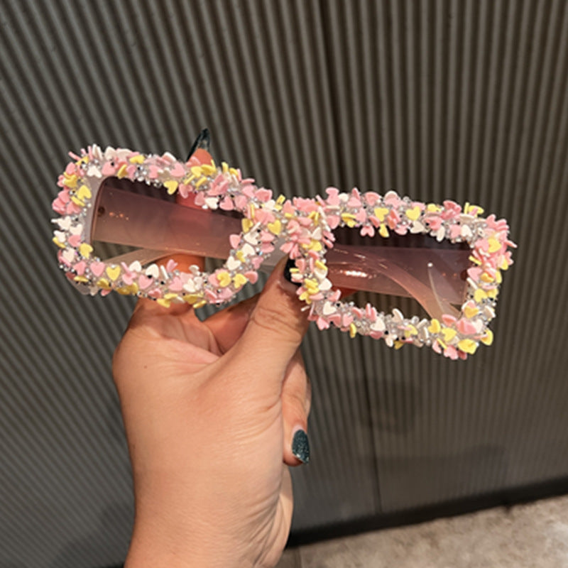 Trendy punk glasses flower decoration