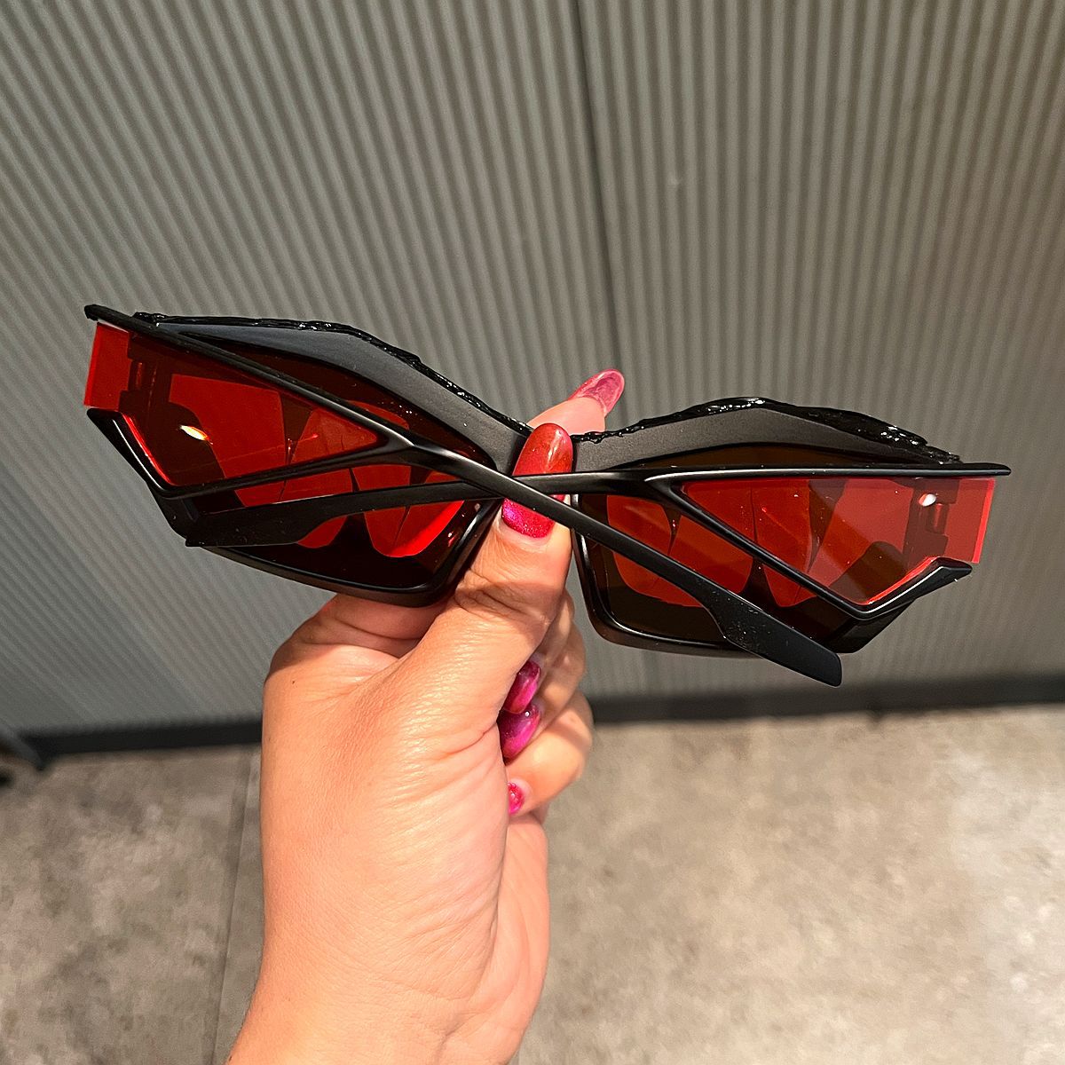 Trendy punk glasses y2k epoxy shark teeth special shape