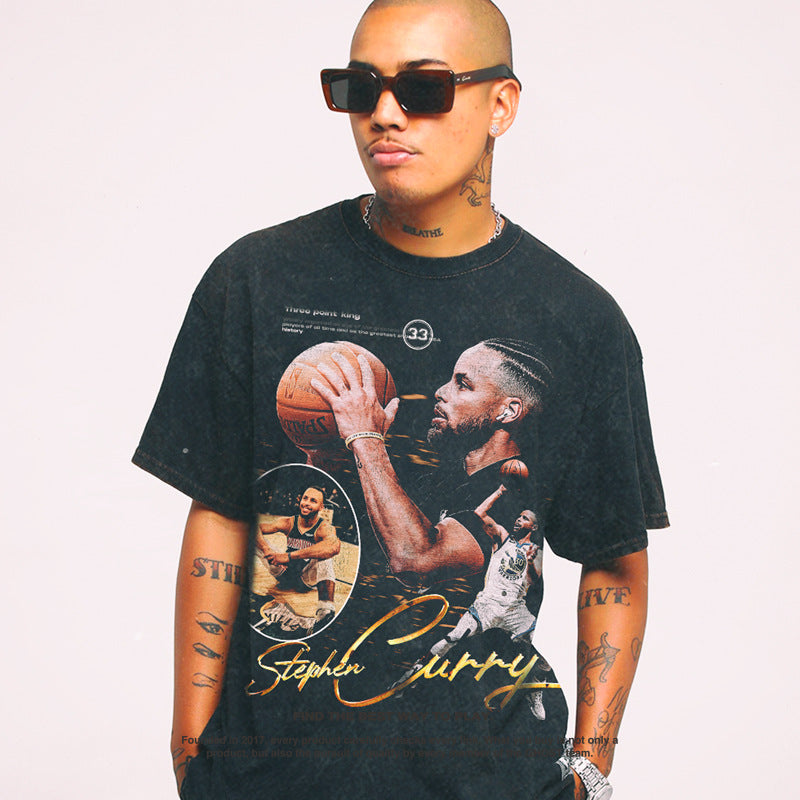 Nba T Shirt Nba Warriors Curry Basketball Star Printed Short Sleeve T-shirt High-quality pure cotton comfortable and trendy clothing