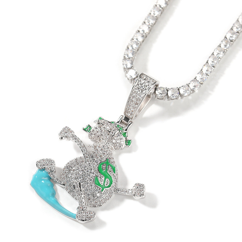 Jewelry Running Money Bag Pendant Copper Set Zircon Necklace Spectrum