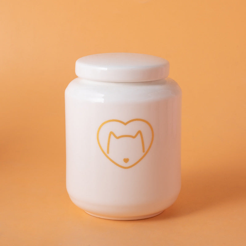 Pet Urn Dog Cat Ceramic Pet Memorial Jar Sealed with Lid Bone Jar Funeral Supplies