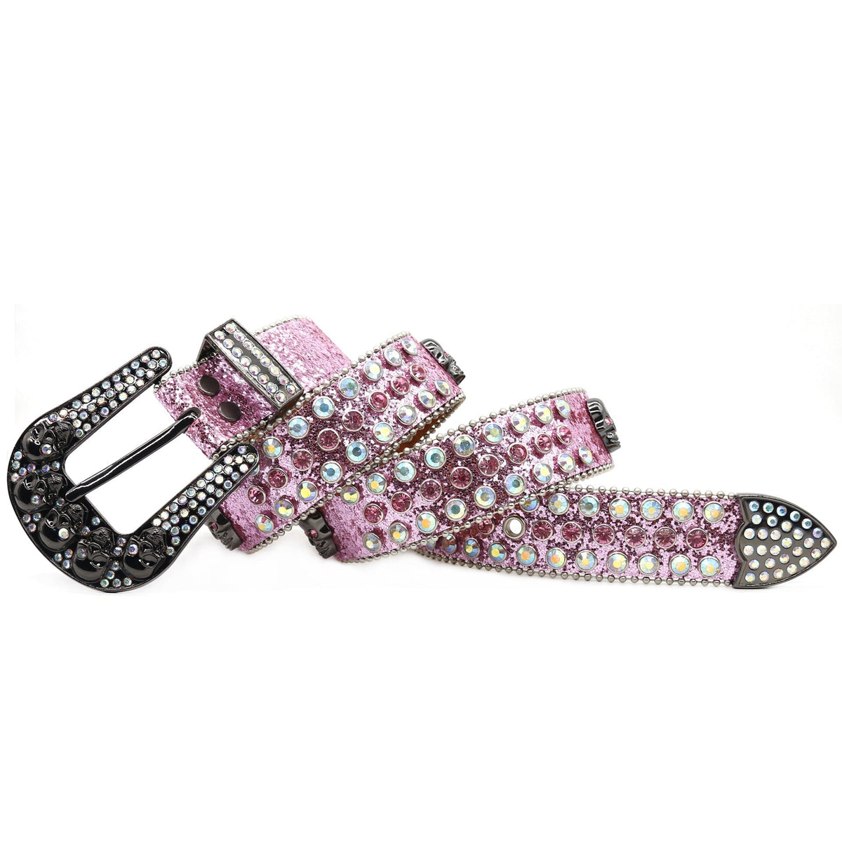 Hip-hop punk rhinestone belt skull y2k wide belt