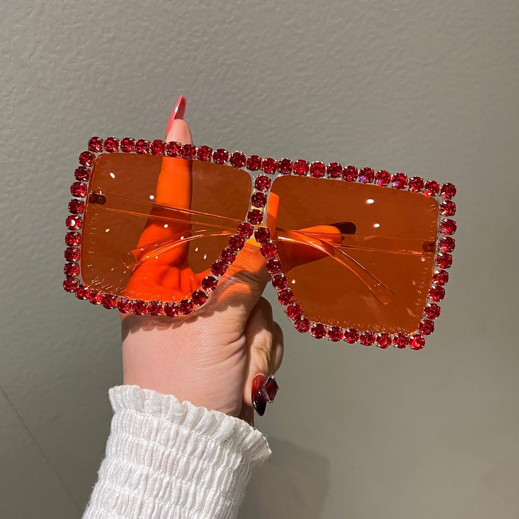 Trendy punk glasses with diamonds