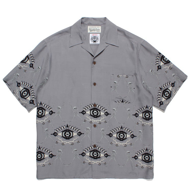 GUILTYPARTIES TIGER Shirts 23SS WOLF'S HEAD Spider Hawaiian Loose Short Sleeve Shirt Men