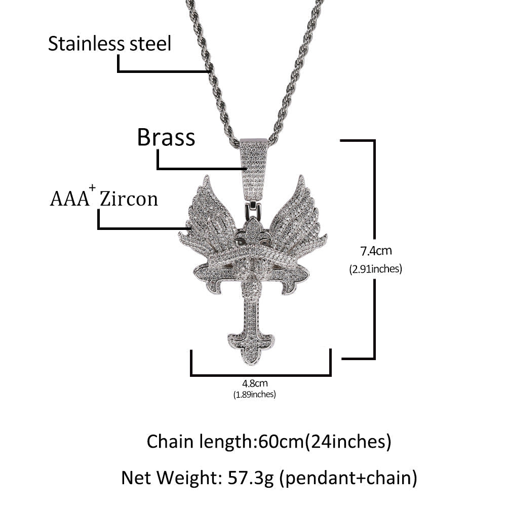 Jewelry Cross Necklace Angel Wings Couple Necklace Angel Pieces Egypt Pieces Jesus Pieces St. Valentine's