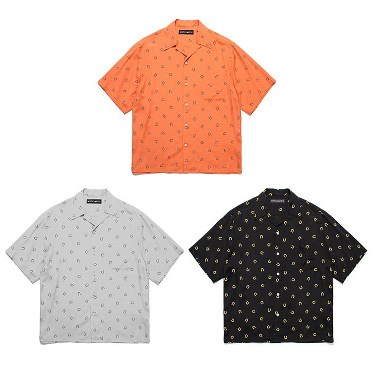 GUILTYPARTIES TIGER Shirts U-Magnet Full Print Casual Hawaiian Lapel Short Sleeve Shirt