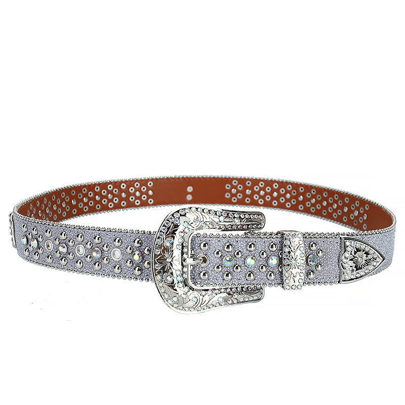 Hip-hop punk rhinestone belt women
