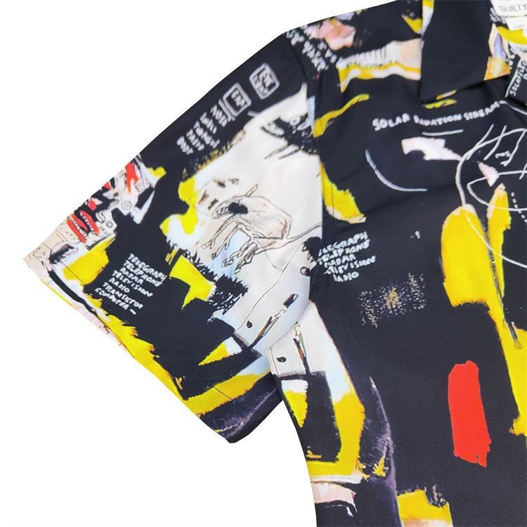 GUILTYPARTIES TIGER Shirts 24ss BASQUIAT, Graffiti Hawaiian Short Sleeve Shirt