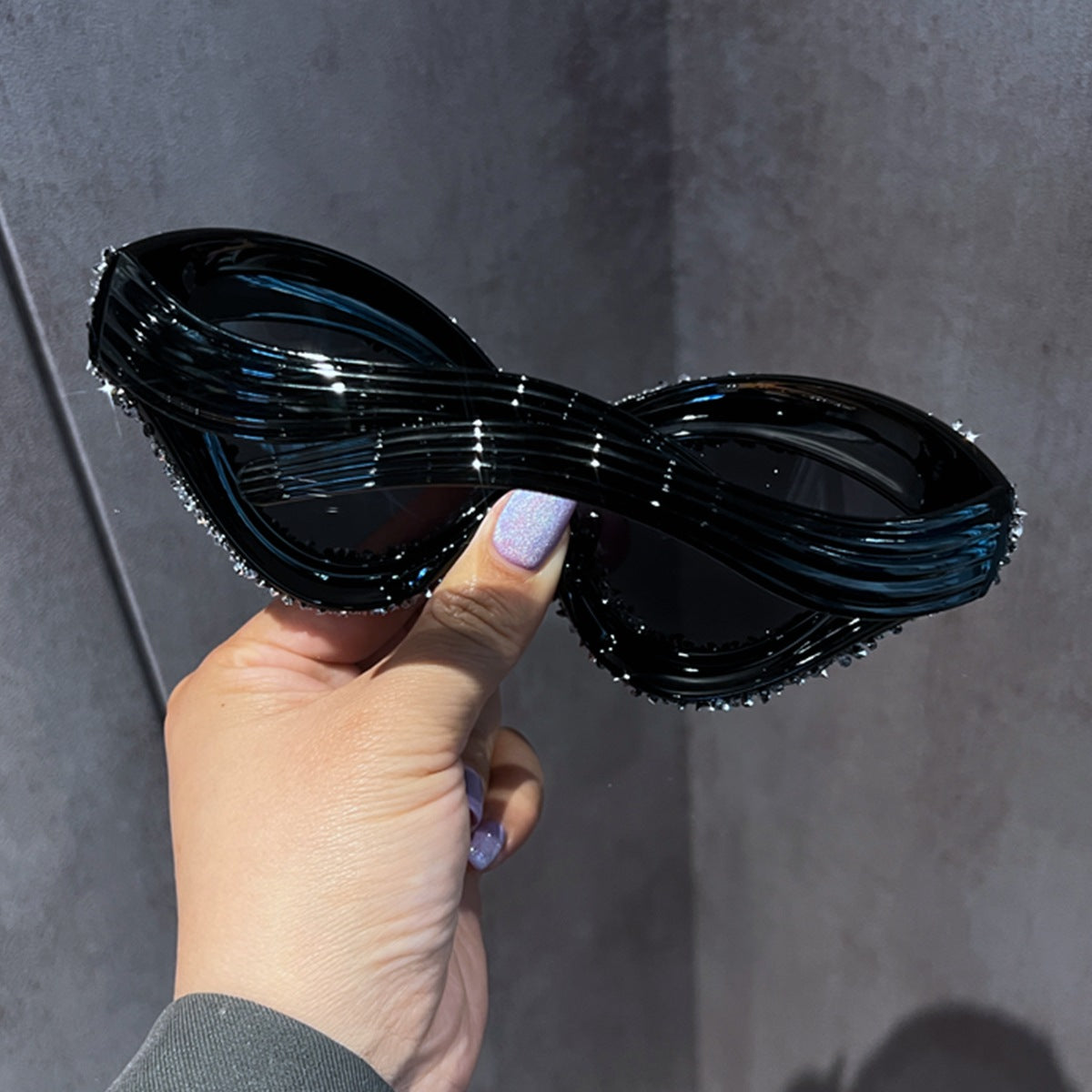 Trendy punk glasses diamond retro cat eyes