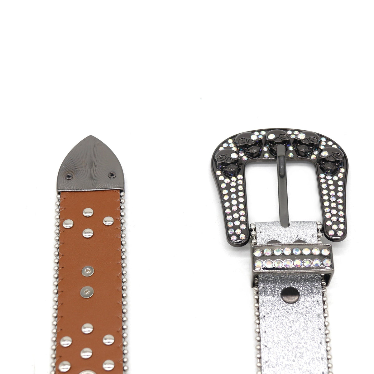 Hip-hop punk rhinestone belt skull y2k punk wide belt