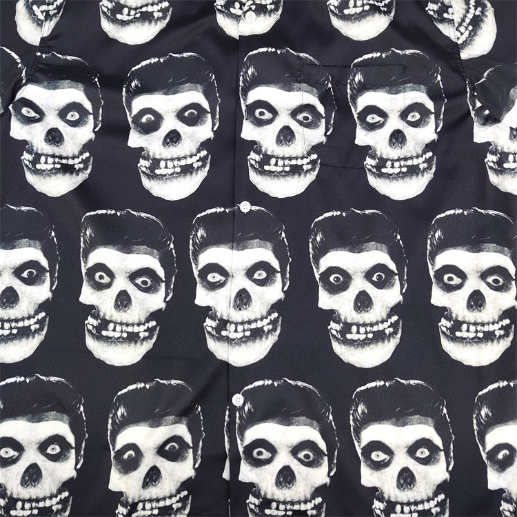 GUILTYPARTIES TIGER Shirts WEIRDO DAVE Portfolio Skull Hawaiian Short Sleeve Shirt Men