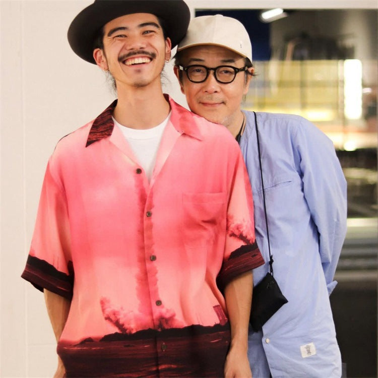 GUILTYPARTIES TIGER Shirts 23AW Kowajiro, 8th Anniversary Photography Hawaiian Short Sleeve Shirt Men