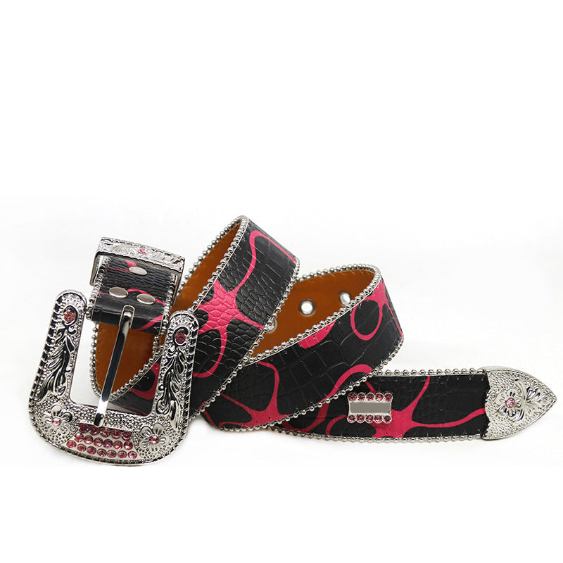 Hip-hop punk rhinestone belt punk style