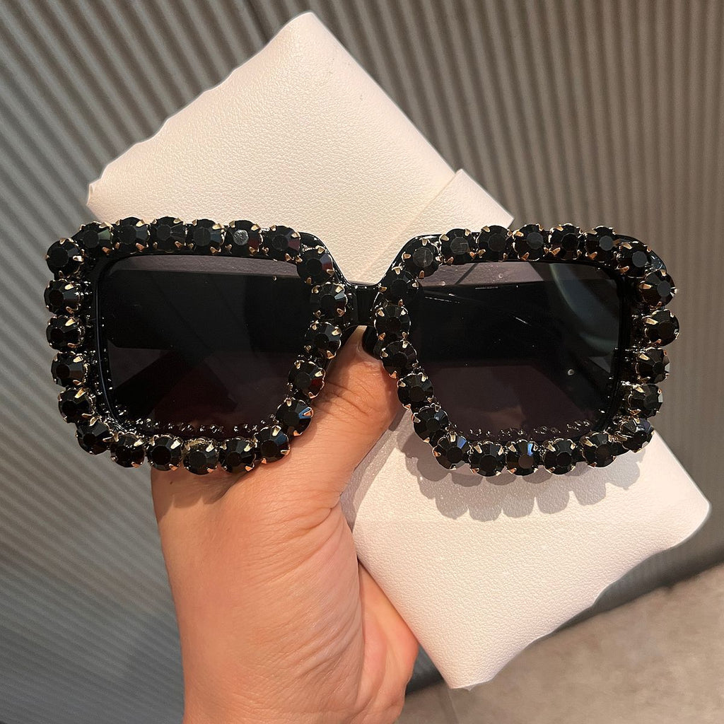 Trendy punk glasses with diamonds