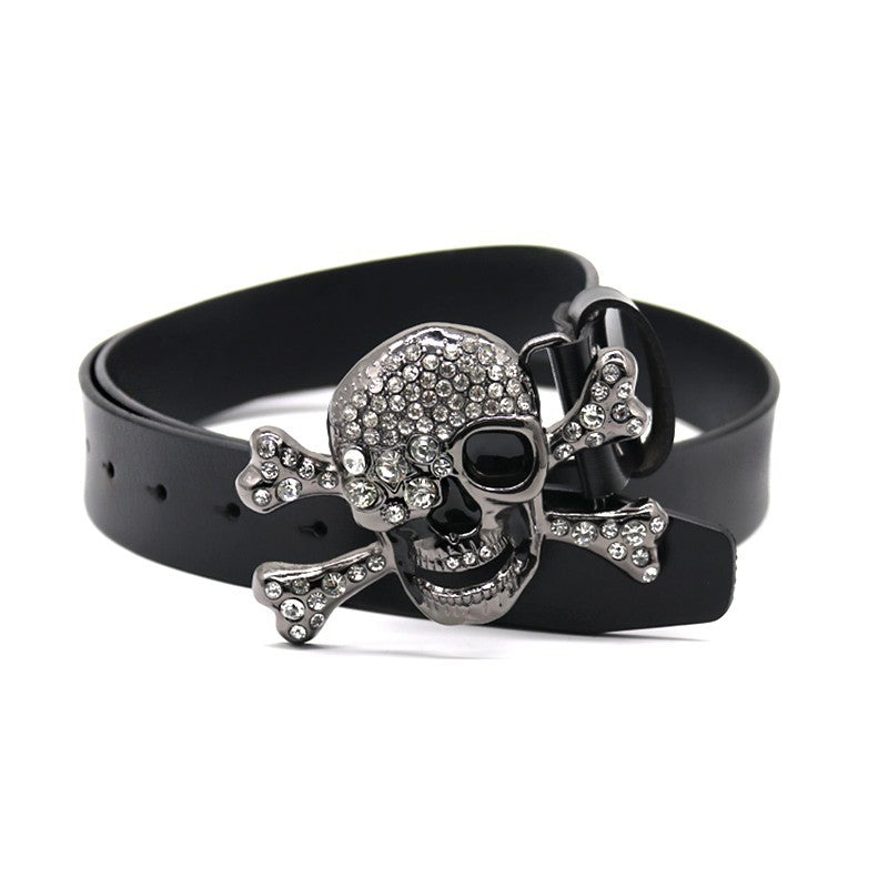 Hip-hop punk rhinestone belt rhinestone big skull