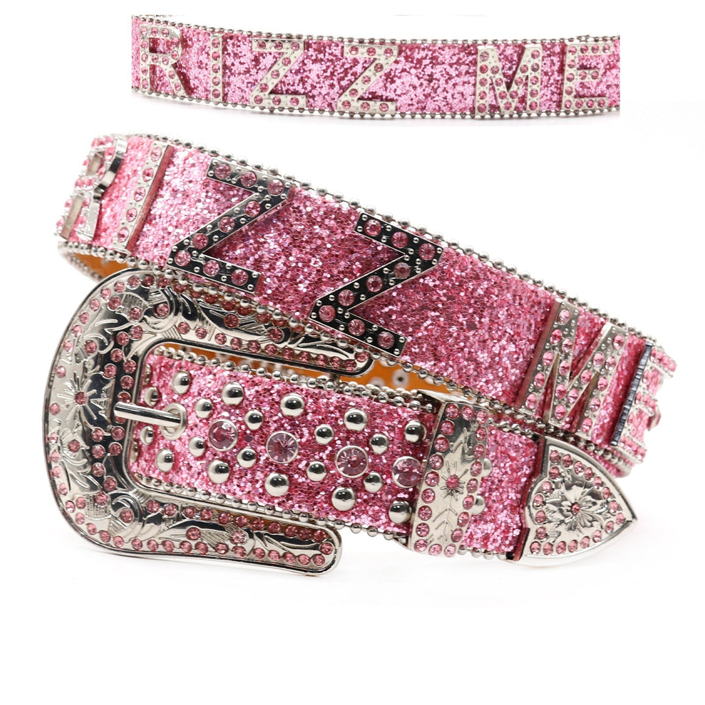 Hip-hop punk rhinestone belt with letter accessories