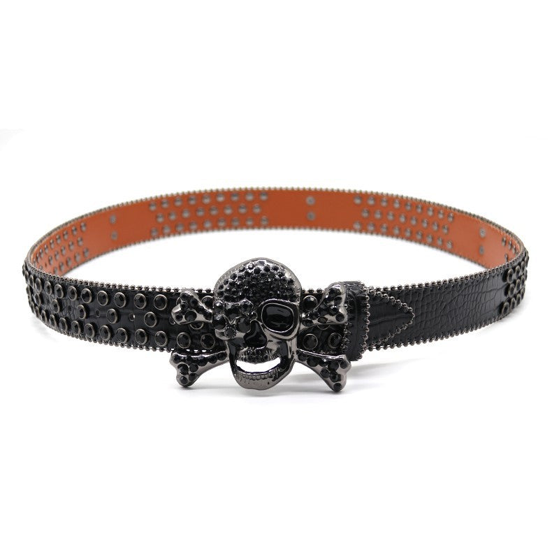 Hip-hop punk rhinestone belt skull accessories