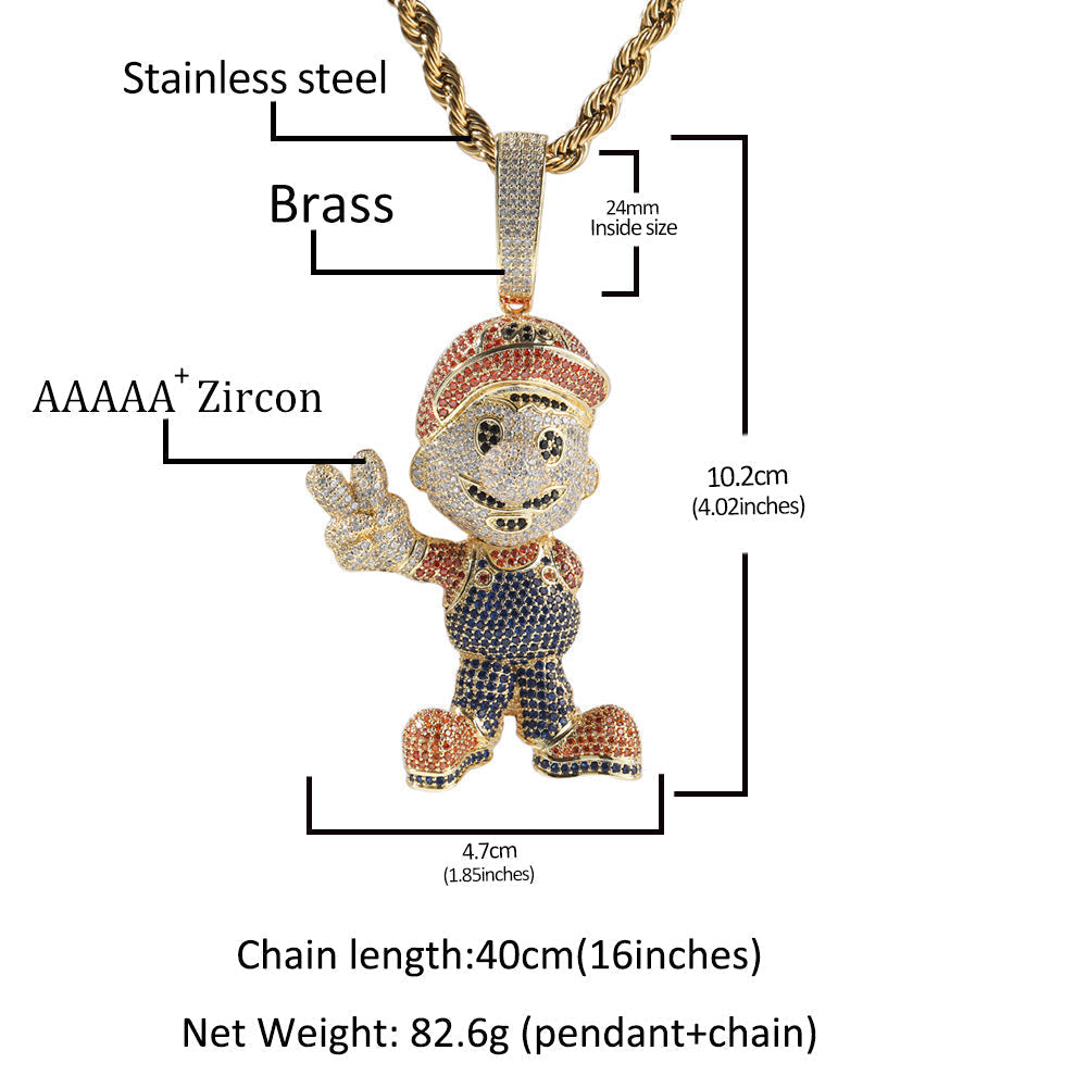 Jewelry Trendy Brand Anime Cartoon Pendant Hip Hop Full Diamond Spectrum Animal