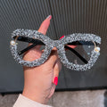 Trendy punk glasses pearl rhinestone tweed style
