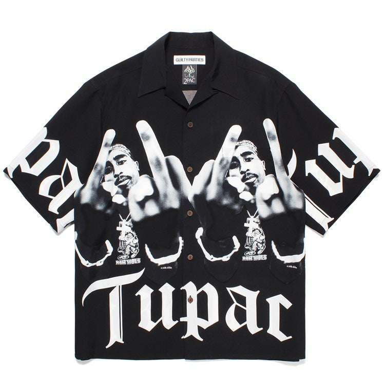 GUILTYPARTIES TIGER Shirts TIGER 23SS 2PAC Five-pattern full print casual Hawaiian short-sleeved shirt men