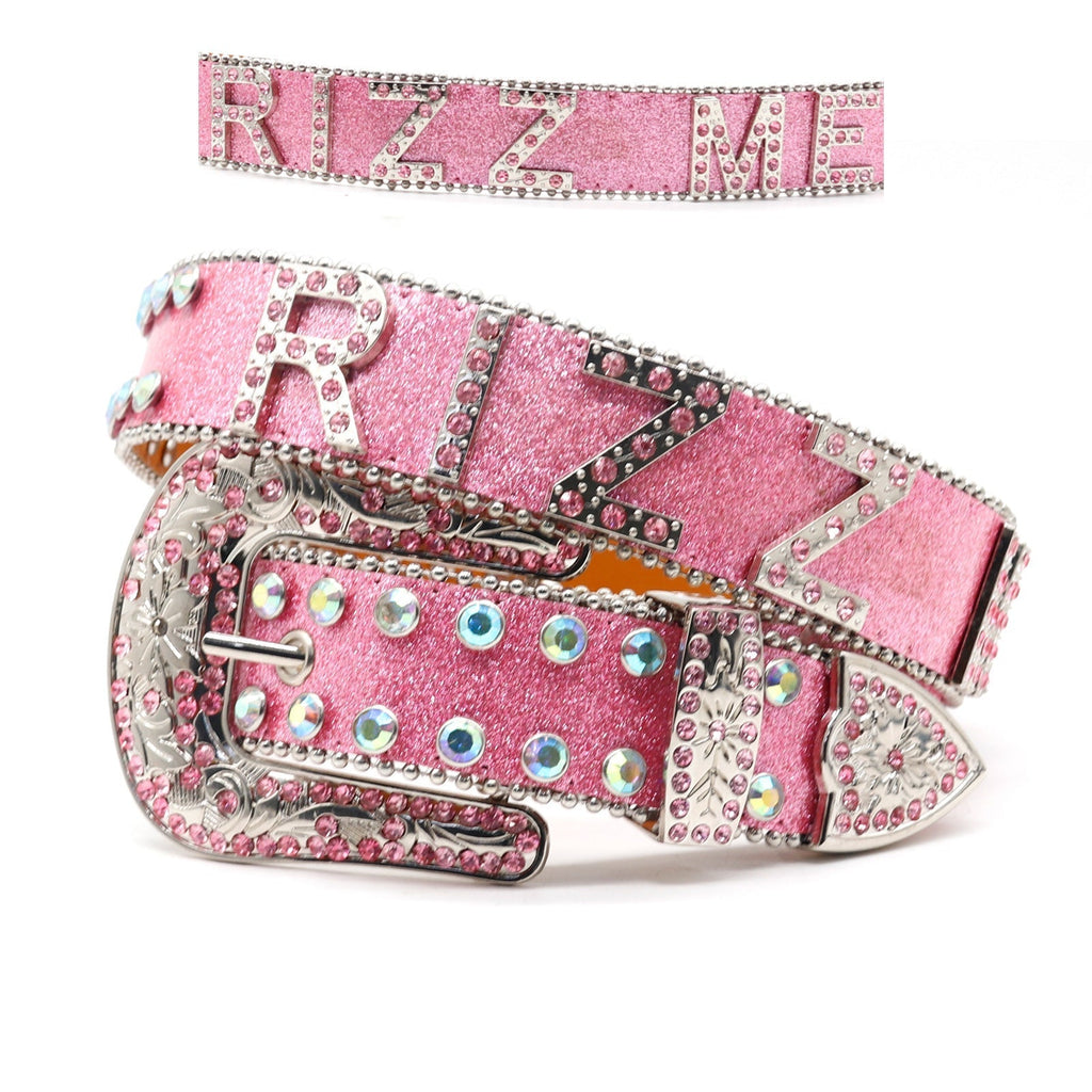 Hip-hop punk rhinestone belt letter accessories