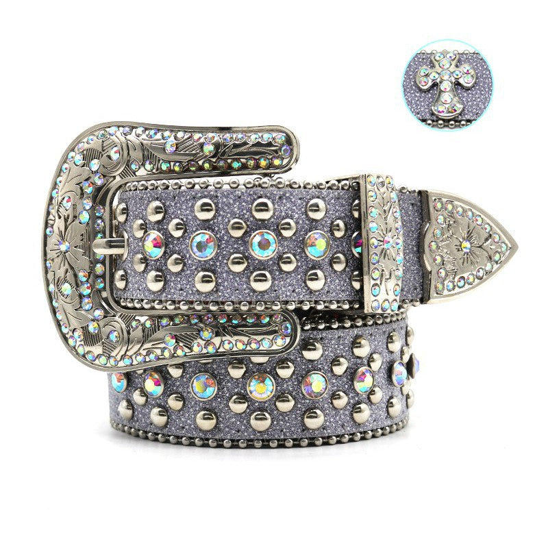 Hip-hop punk rhinestone belt women