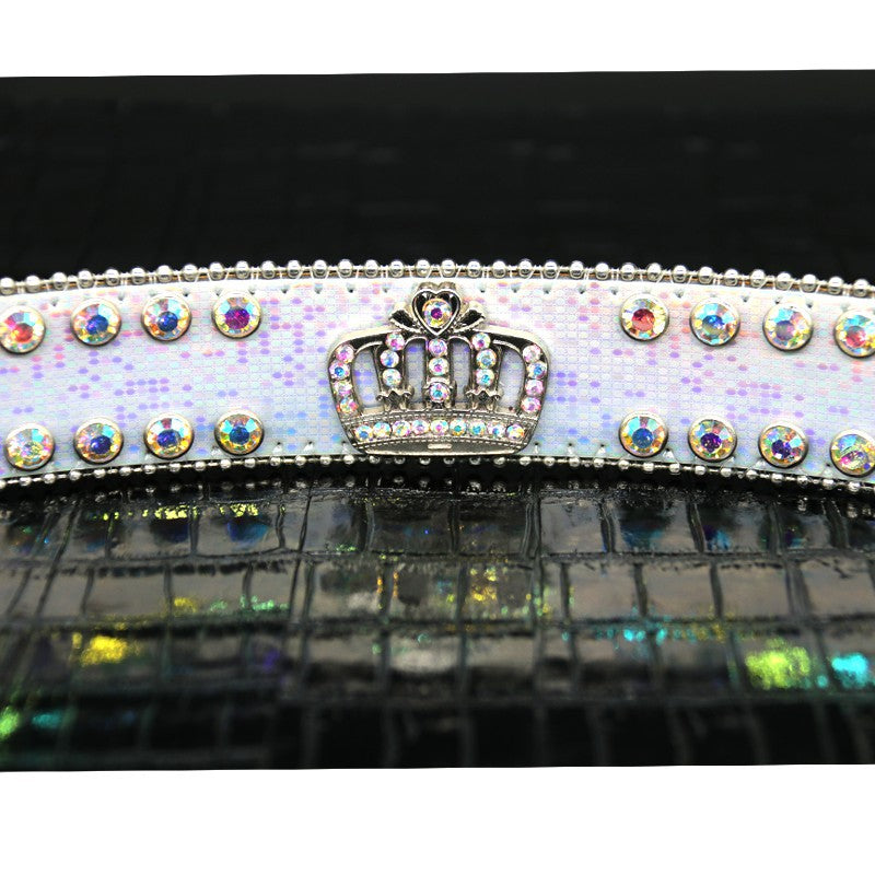 Hip-hop punk rhinestone belt diamond crown belt