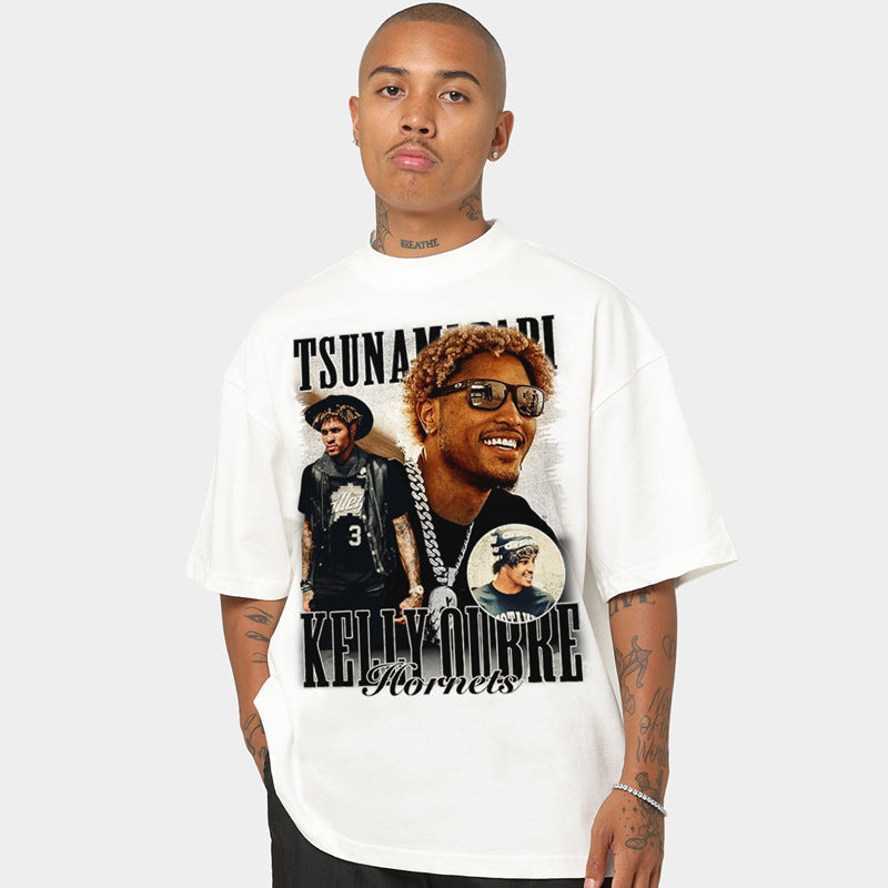 Nba T Shirt Kelly Oubre Basketball Star Printed Short Sleeve T-shirt Hip-Hop Street High-quality pure cotton comfortable and trendy clothing