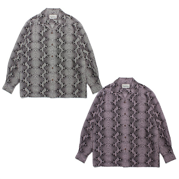 GUILTYPARTIES TIGER Long sleeved shirt Heaven, snake rayon Hawaiian long-sleeved shirt men