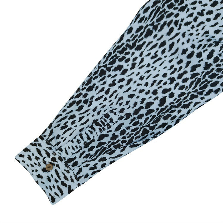 GUILTYPARTIES TIGER Long sleeved shirt Leopard print, Hawaiian rayon casual long-sleeved shirt men