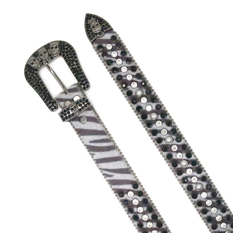 Hip-hop punk rhinestone belt skull pu leopard print punk style