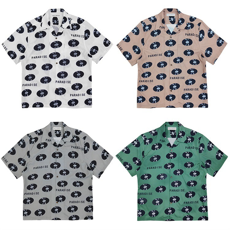 GUILTYPARTIES TIGER Shirts 24ss vinyl record rayon hawaiian casual short-sleeved shirt men