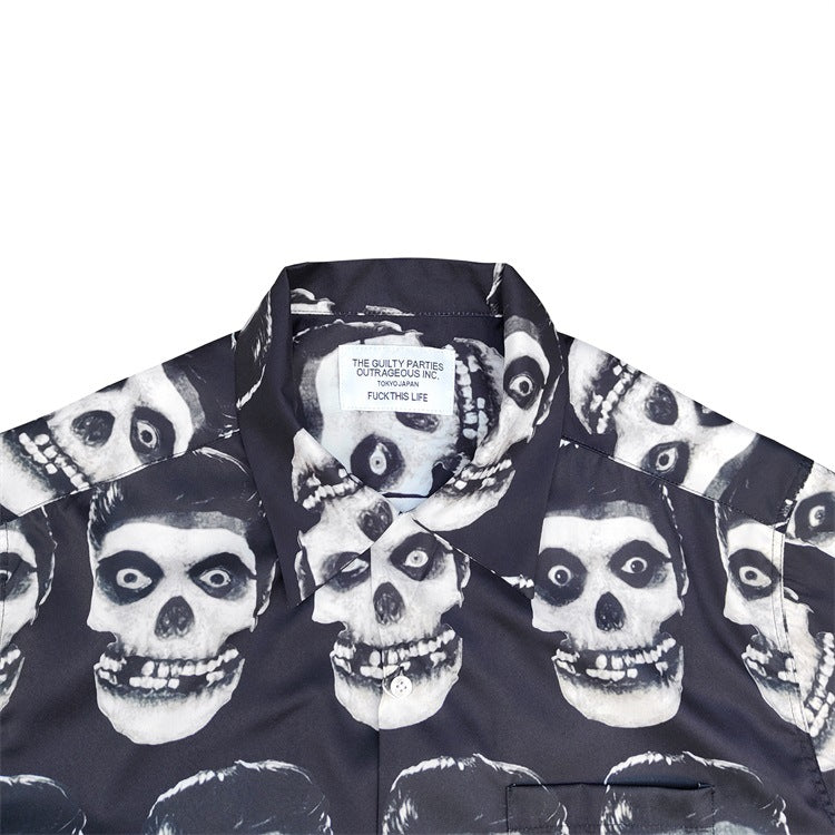 GUILTYPARTIES TIGER Shirts WEIRDO DAVE Portfolio Skull Hawaiian Short Sleeve Shirt Men