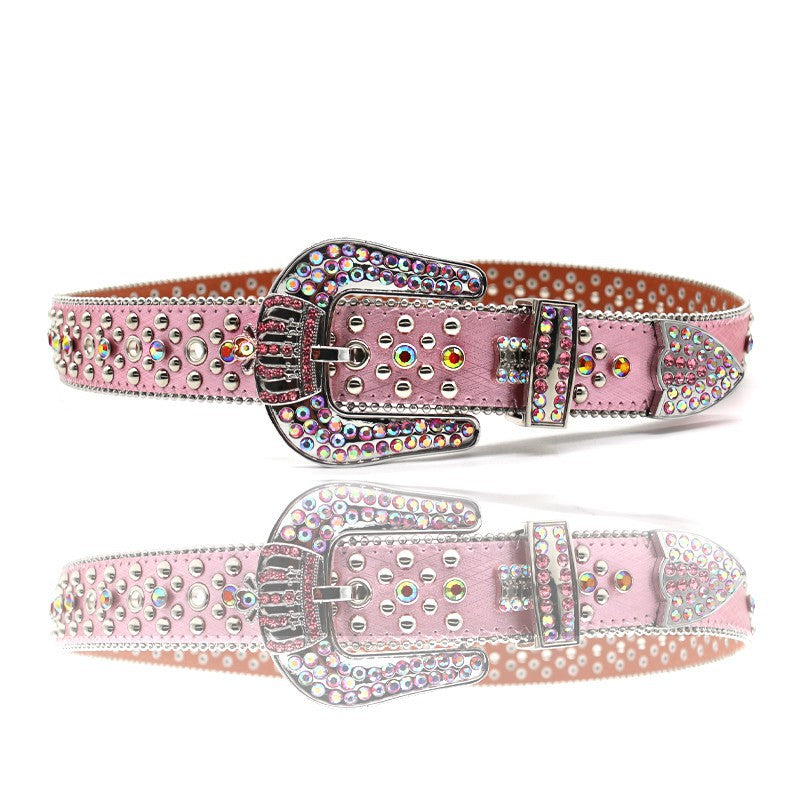 Hip-hop punk rhinestone belt crown pattern