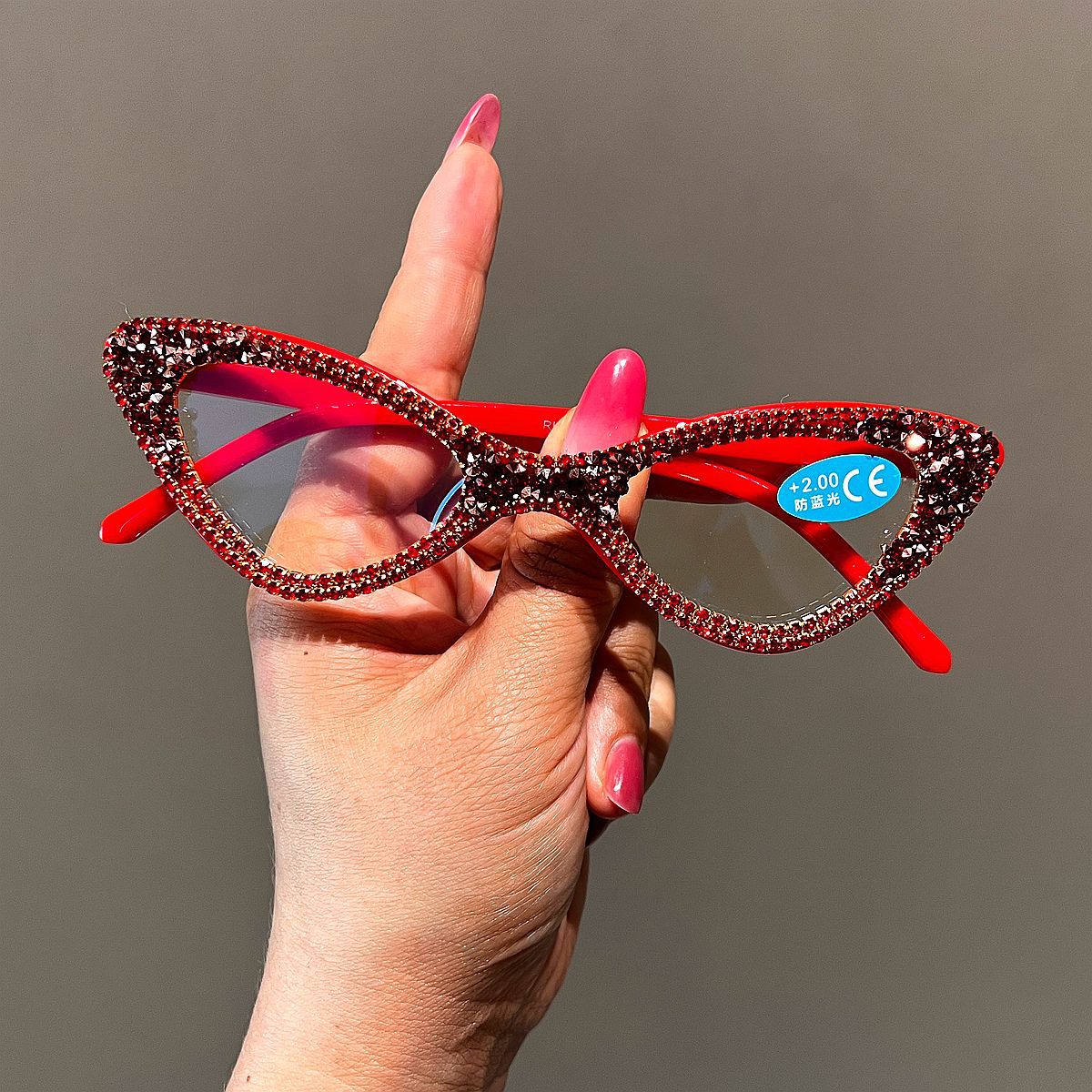 Trendy punk glasses rhinestone retro cat eye anti-blue light
