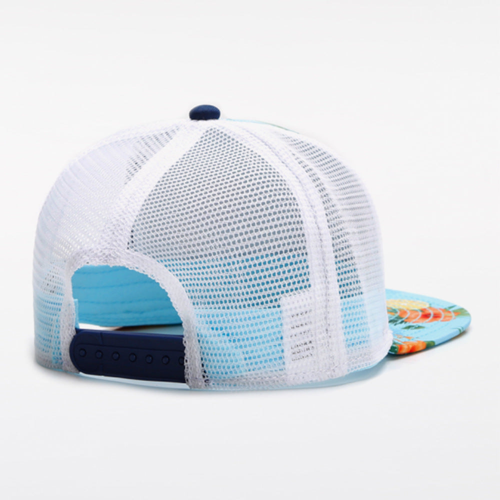 Trendy flat brimmed snapback hatssummer mesh sunshade