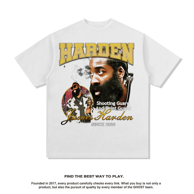 Nba T Shirt Printed Short Sleeve T-shirt Top Washed Pure Cotton High-quality pure cotton comfortable and trendy clothing