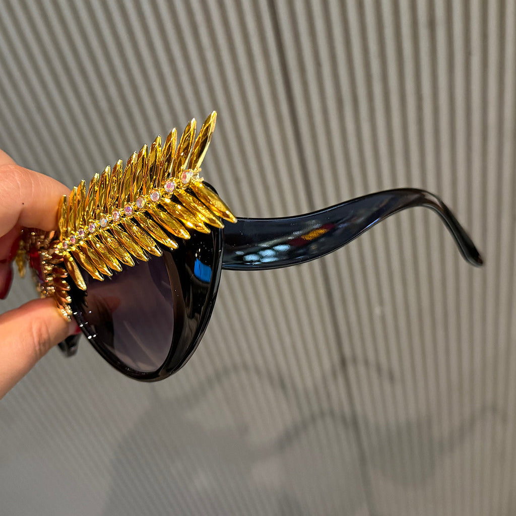 Trendy punk glasses large frame retro