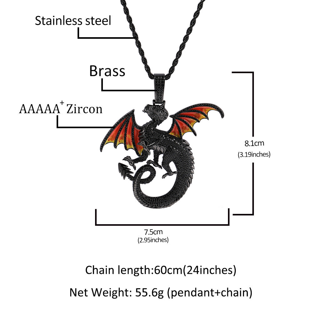 Jewelry Hip Hop Domineering Dragon Pendant Necklace ins Animal Far East Spectrum
