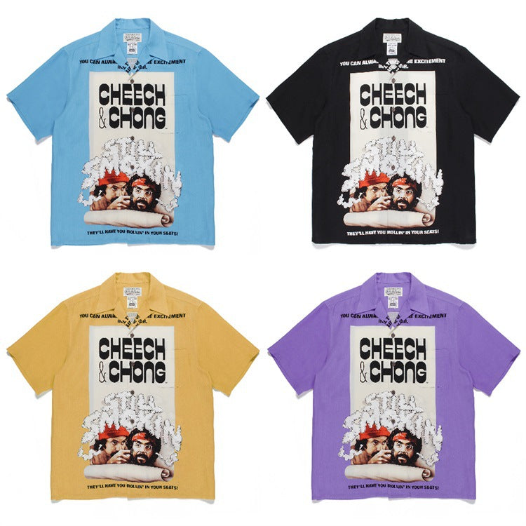GUILTYPARTIES TIGER Shirts 22ss SMOKIN CHEECH & CHONG Hawaiian Short Sleeve Shirt Men