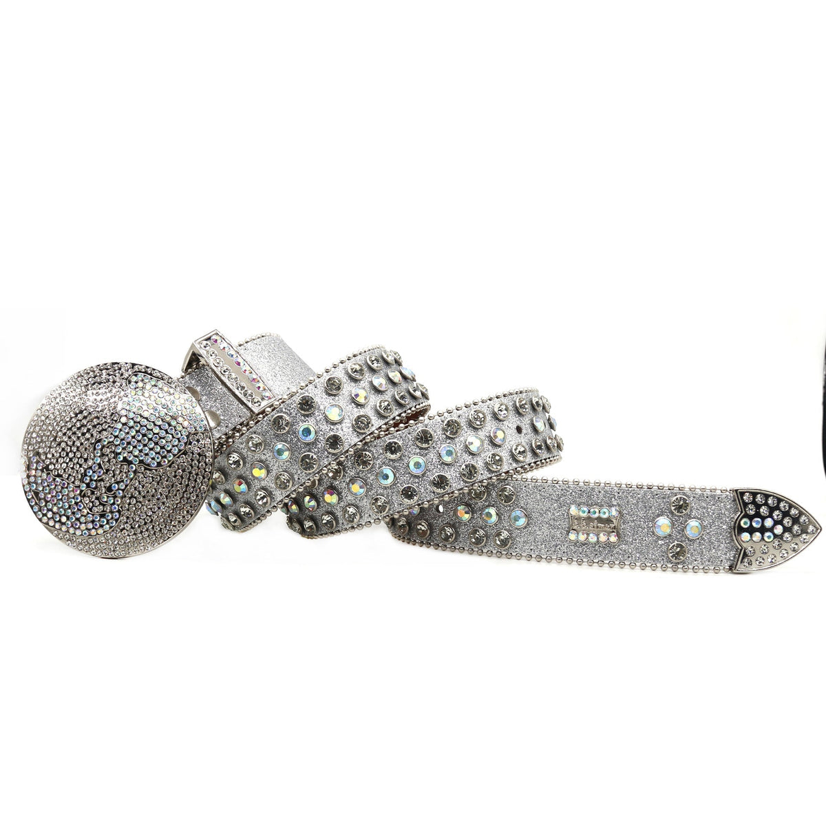 Hip-hop punk rhinestone belt earth buckle full of diamonds y2k belt