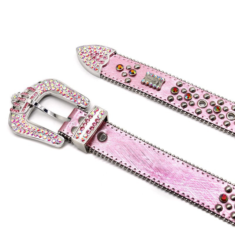 Hip-hop punk rhinestone belt crown pattern