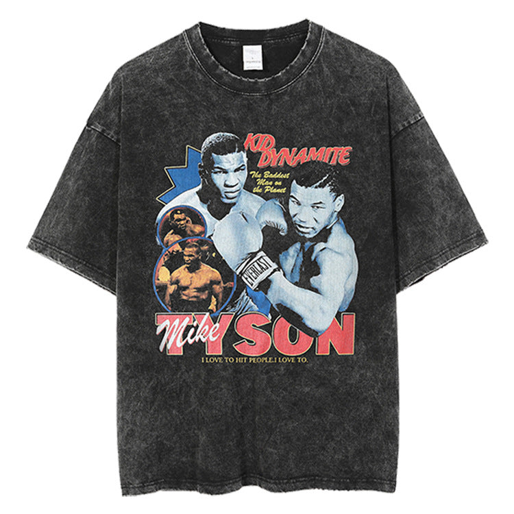 Nba T Shirt Short-Sleeved T-shirt Hip Hop Loose Washed Old High-quality pure cotton comfortable and trendy clothing