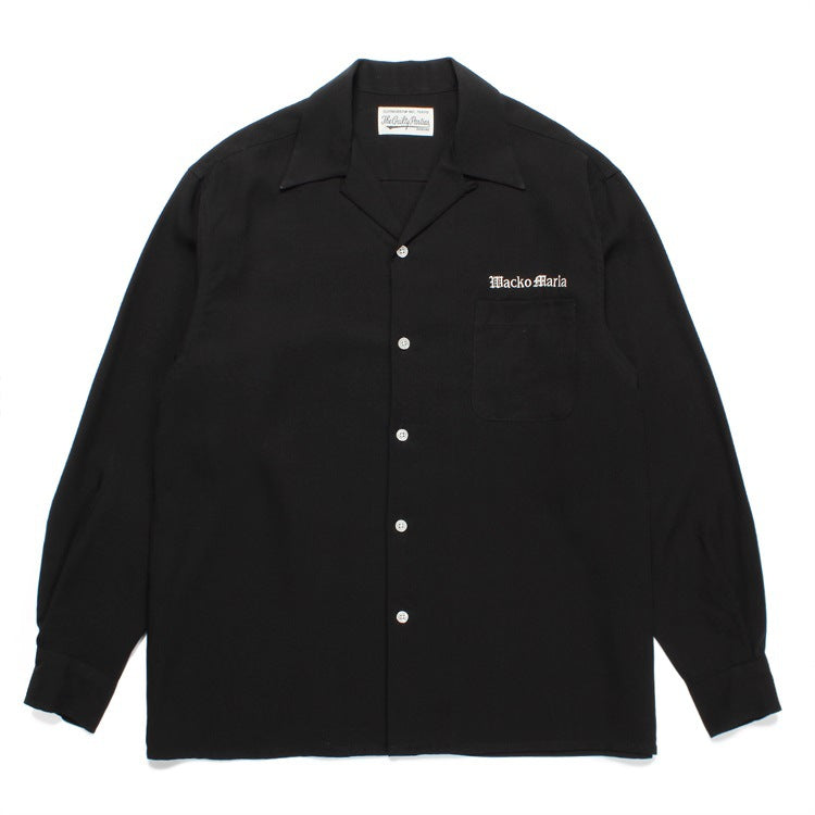 GUILTYPARTIES TIGER Long sleeved shirt solid color letter embroidered Hawaiian rayon long-sleeved shirt men